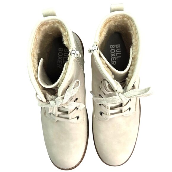 Bull Boxer Off-White Lace-Up Ankle Boots With Chunky Heel & Side Zip Womens 9 NW - Picture 5 of 8